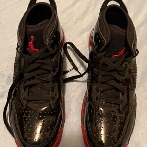 Air Jordans Black and Red Athletic Sneakers